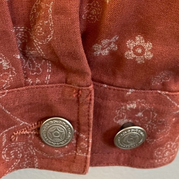 Jean Jacket Cabela's Sz Lg Cotton Dusty Rose Floral Paisley EUC Grandma-Core - Picture 5 of 11